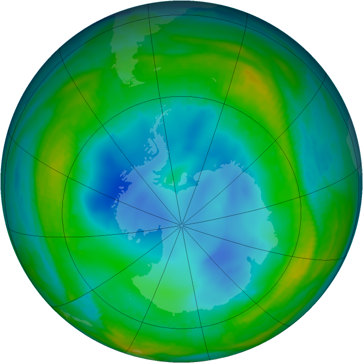 Antarctic ozone map for 19 July 1999